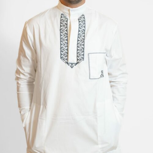 Djellaba Traditionnelle Blanche avec Broderie