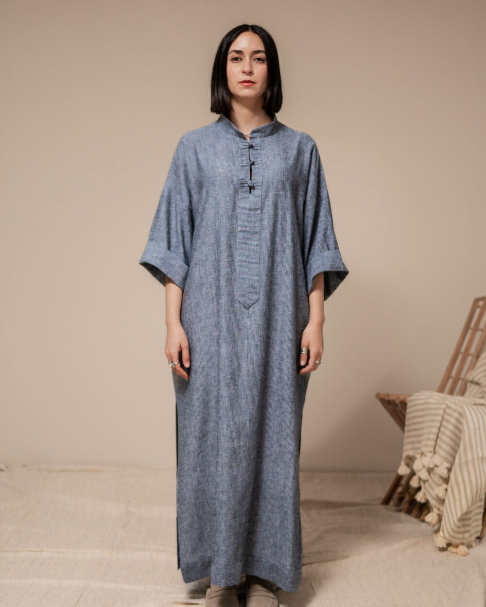 Robe Femme 100% Lin Gris cendré