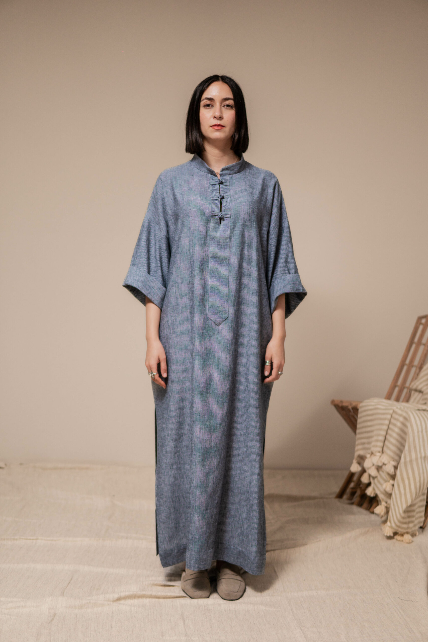 Robe Femme 100% Lin Gris cendré