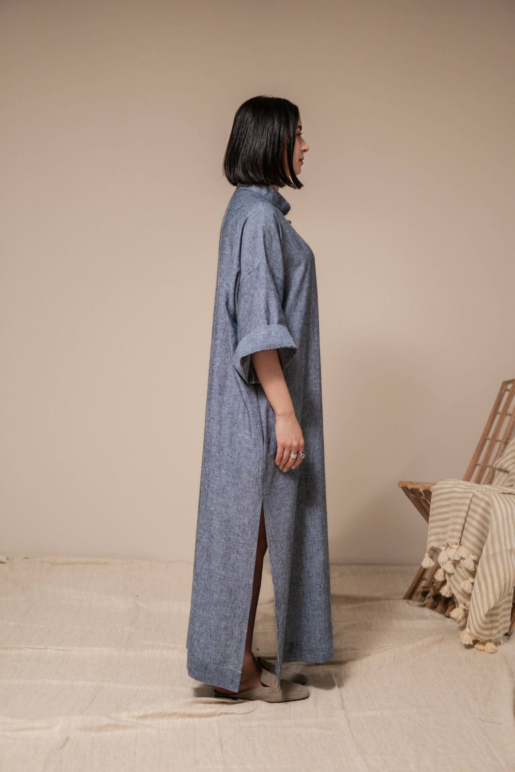 Robe Femme 100% Lin Gris cendré – Image 2