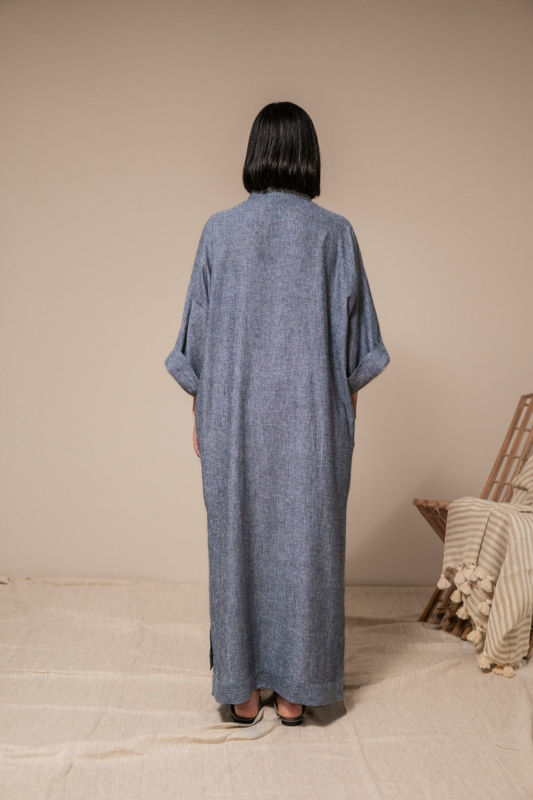 Robe Femme 100% Lin Gris cendré – Image 3