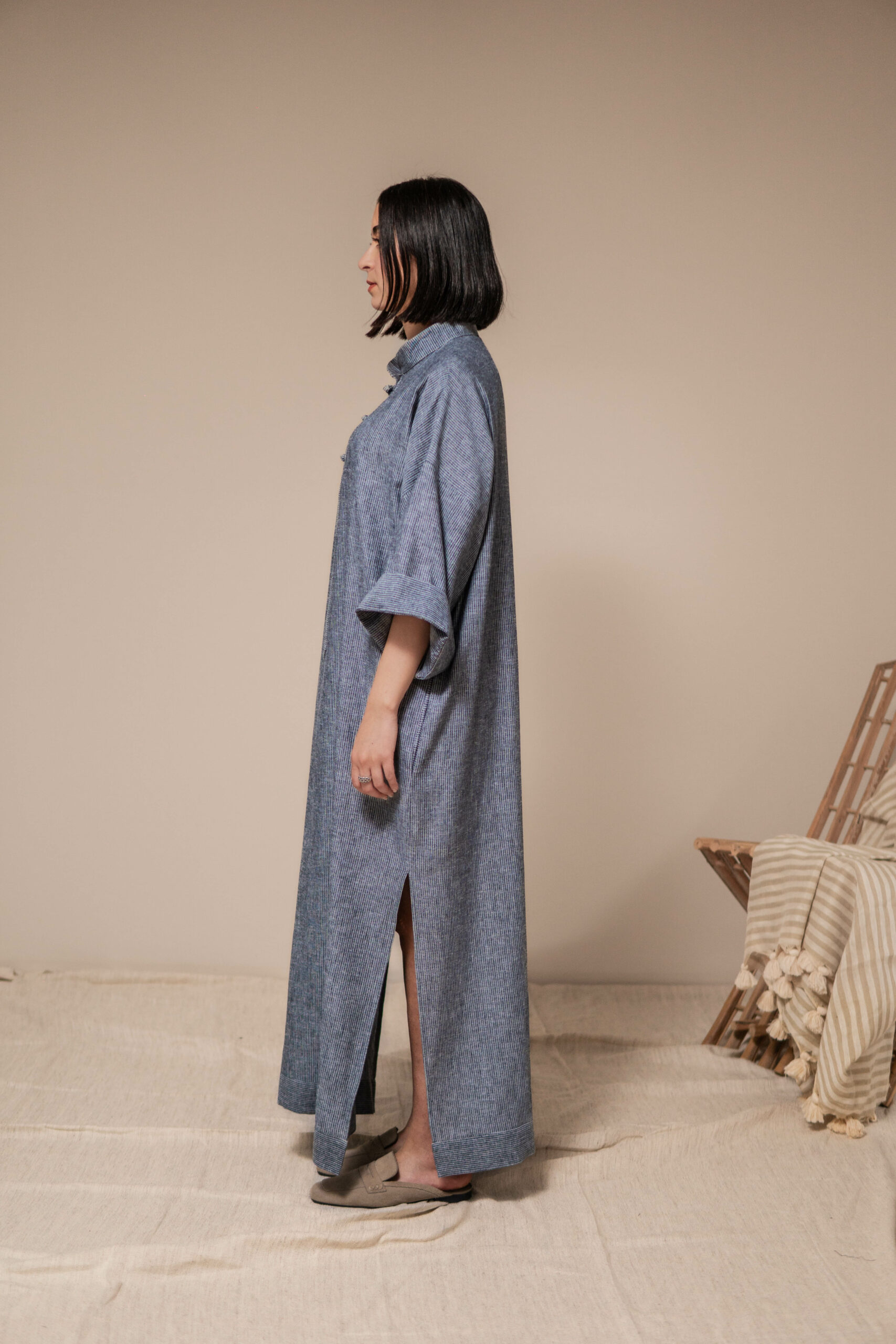 Robe Femme 100% Lin Gris cendré – Image 4