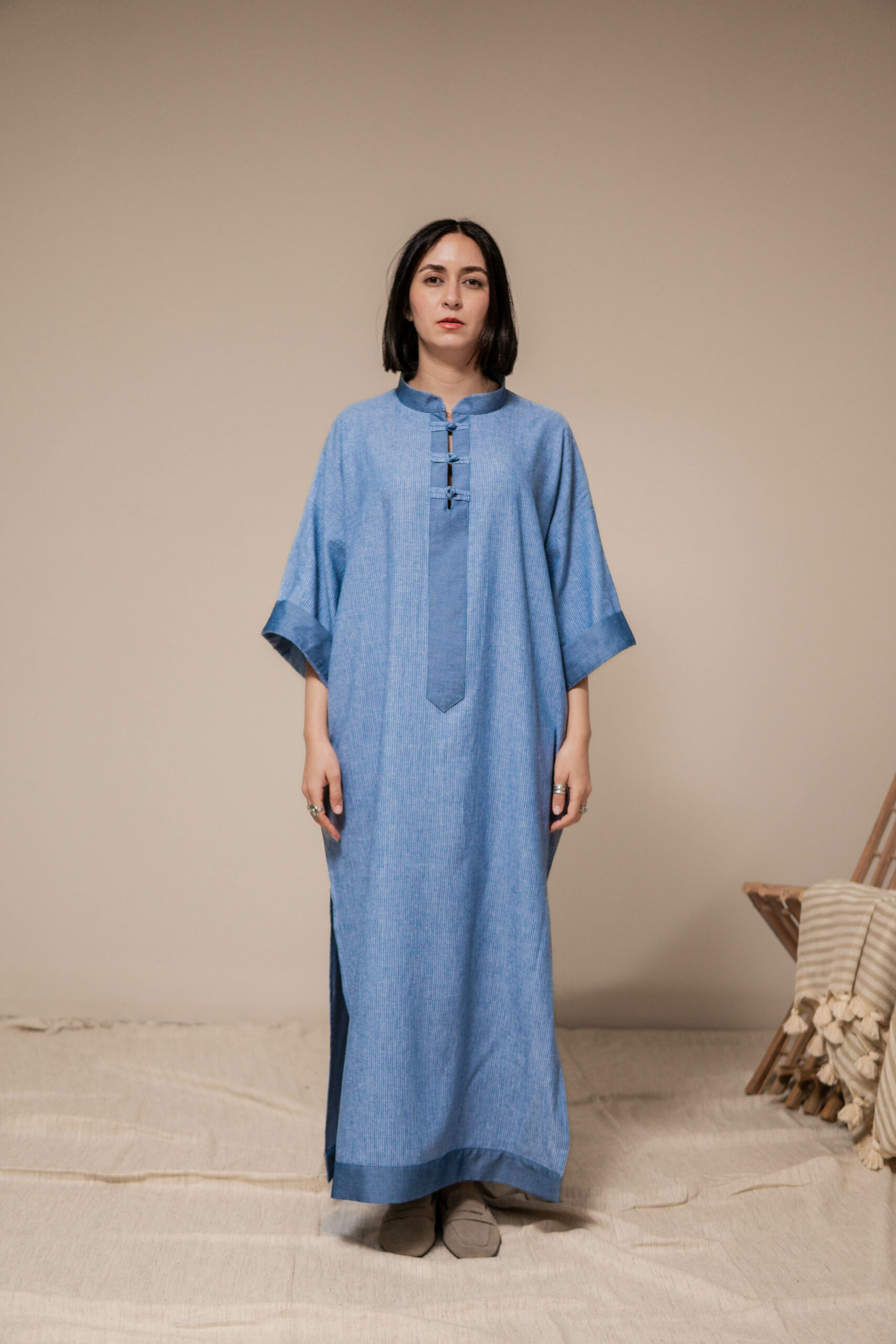 Robe Femme 100% Lin en Bleu