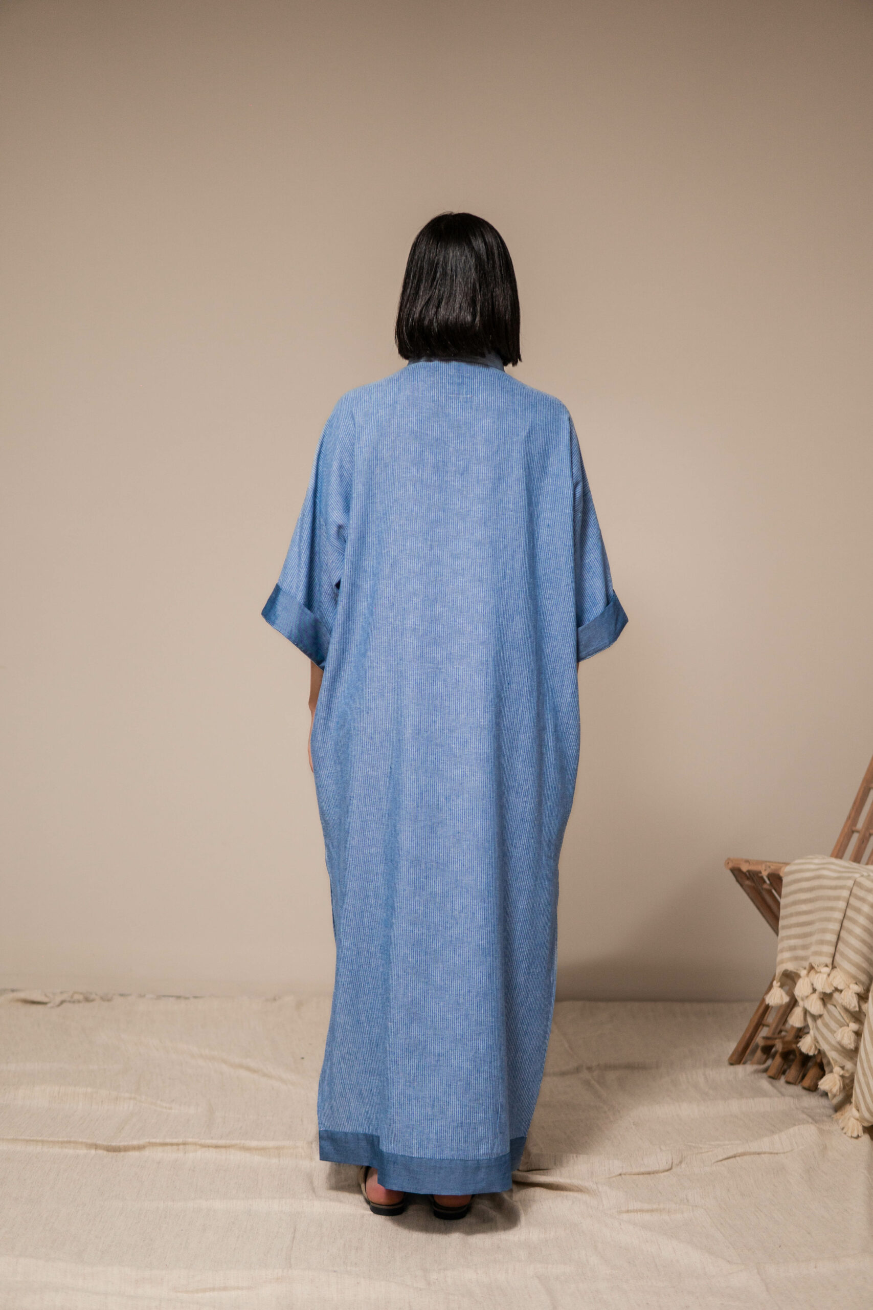 Robe Femme 100% Lin en Bleu – Image 3