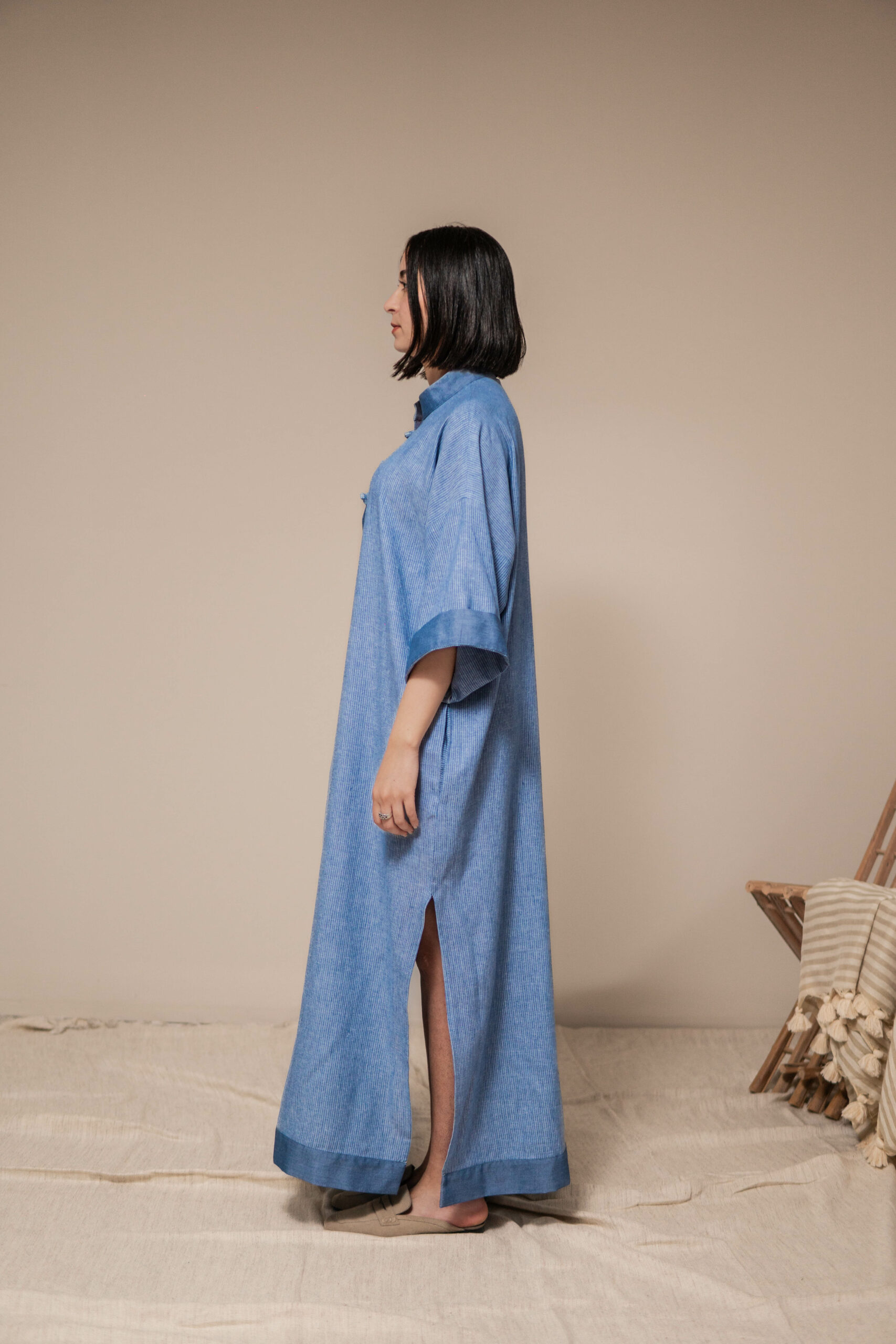 Robe Femme 100% Lin en Bleu – Image 4